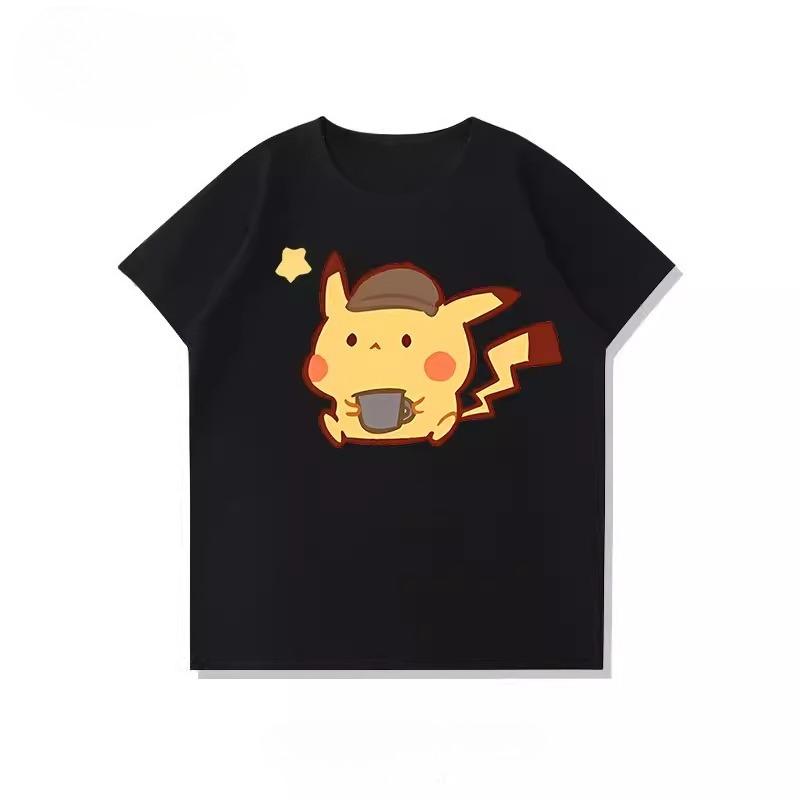 Potdemiel Summer New Pikachu Print Childrens Pure Cotton TShirt Boys and Girls Comfortable and Breathable Childrens TShirt