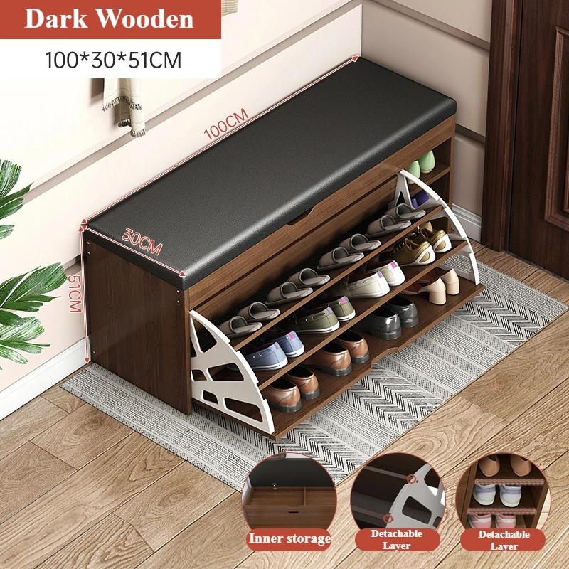 Shoe Cabinet Stool Household Entrance Wooden Shoes Changing Benchs Cabinet Seat Stools Integrated Large Capacity Shoe Rack Bench