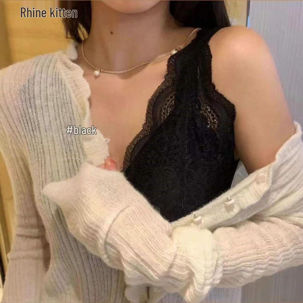 Кружевной бесшовный бюстгальтер полной чашки - Летнее женское сексуальное тонкое нижнее белье с боковой поддержкой и в стиле жилета для маленькой груди