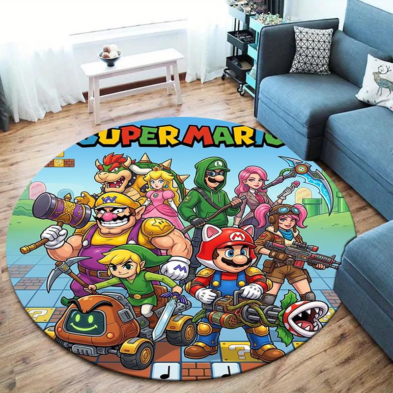 Super Mario Round Area Rug Carpet Rug For Living Room Bedroom Sofa Playroom Decor Nonslip Floor Mat
