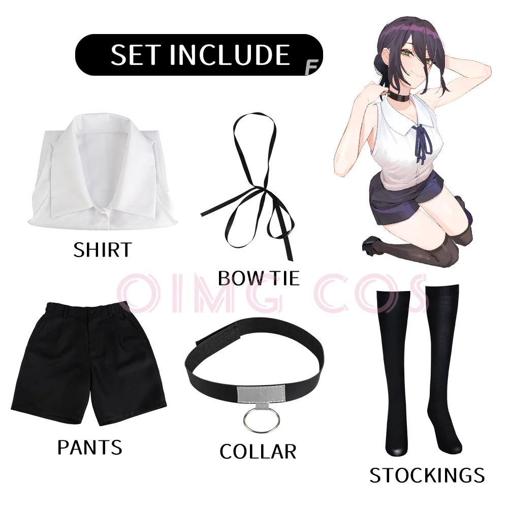 Костюм для косплея Резе Человек-бензопила Наряды Синий костюм Рубашка Галстук Шорты Кольцо на шею Женский Аниме Униформа Хэллоуин