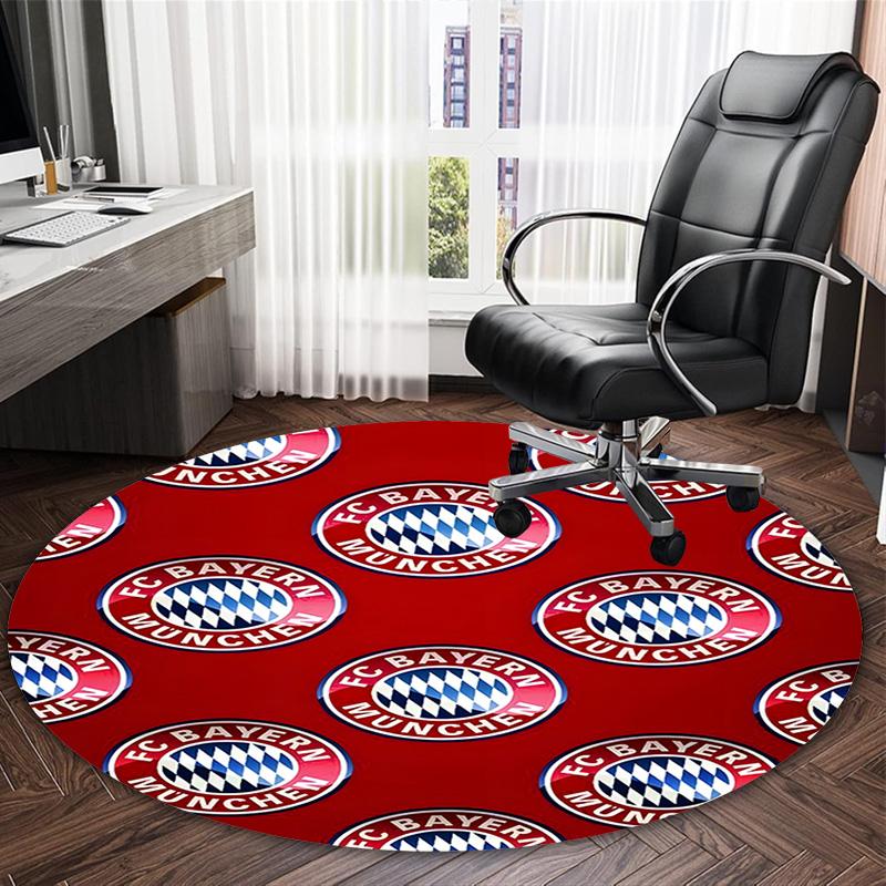 1pc B-Bayern Munich Carpet, Round Rug, Comfortable, Suitable for Entryways, Living Rooms, Office, And Bedrooms, Christmas Decoration