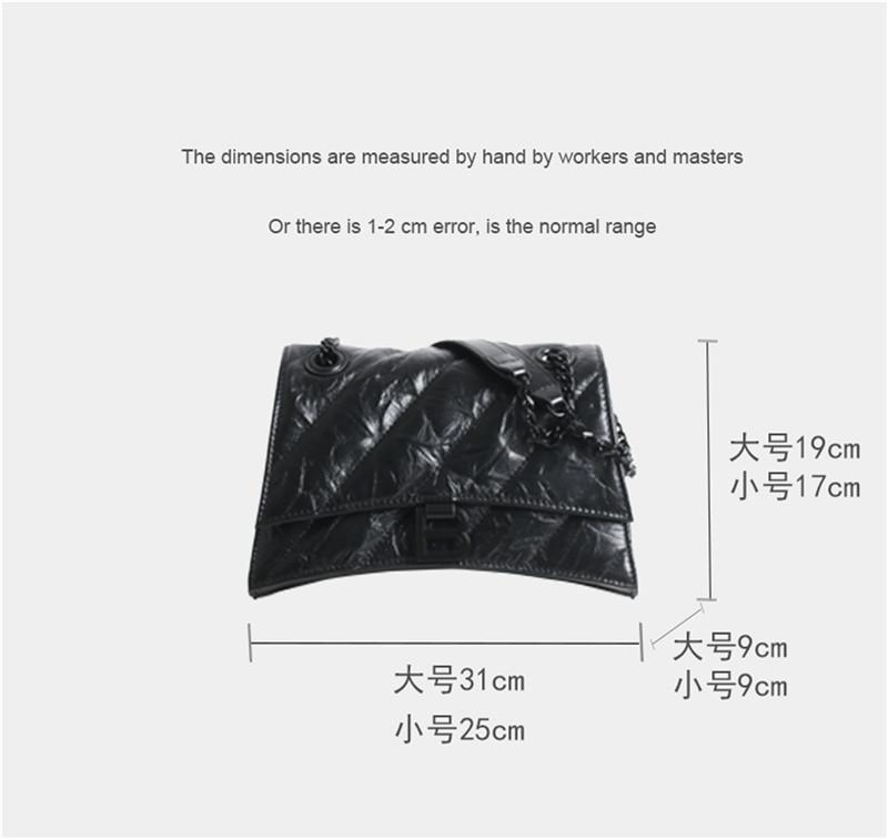 First layer cowhide women's bag 2025 new origami texture hand grab chain hourglass bag shoulder messenger bag