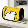 1pc Flip-Top Pencil Case, Cartoon Character Yellow Large Capacity Thickened Oxford Pencil Bag Double-Layer Zipper Pencil Pouch, Aesthetic Back To Scho