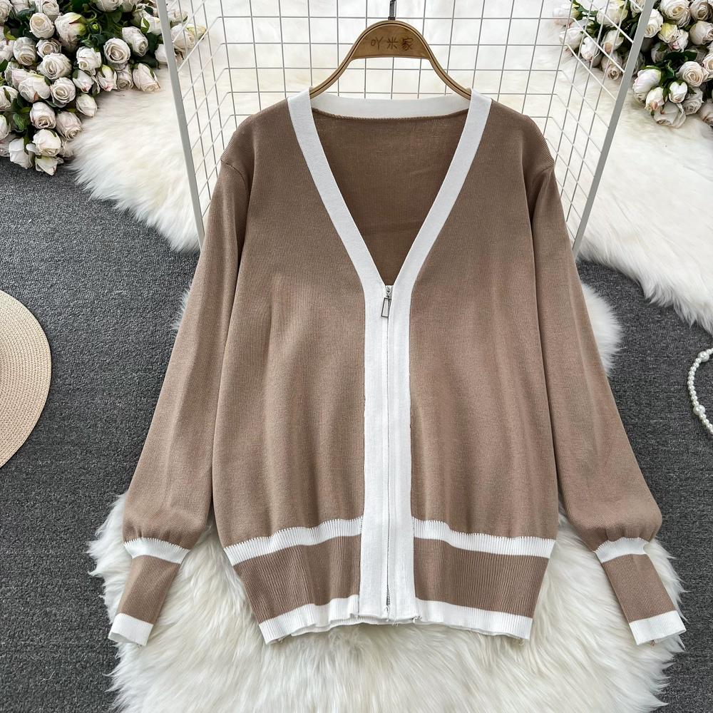 Осень-зима, винтажный однотонный вязаный свитер, брюки, комплект из 3 предметов, женский спортивный костюм, куртка на молнии с длинными рукавами, пальто, жилет, брюки, наряды