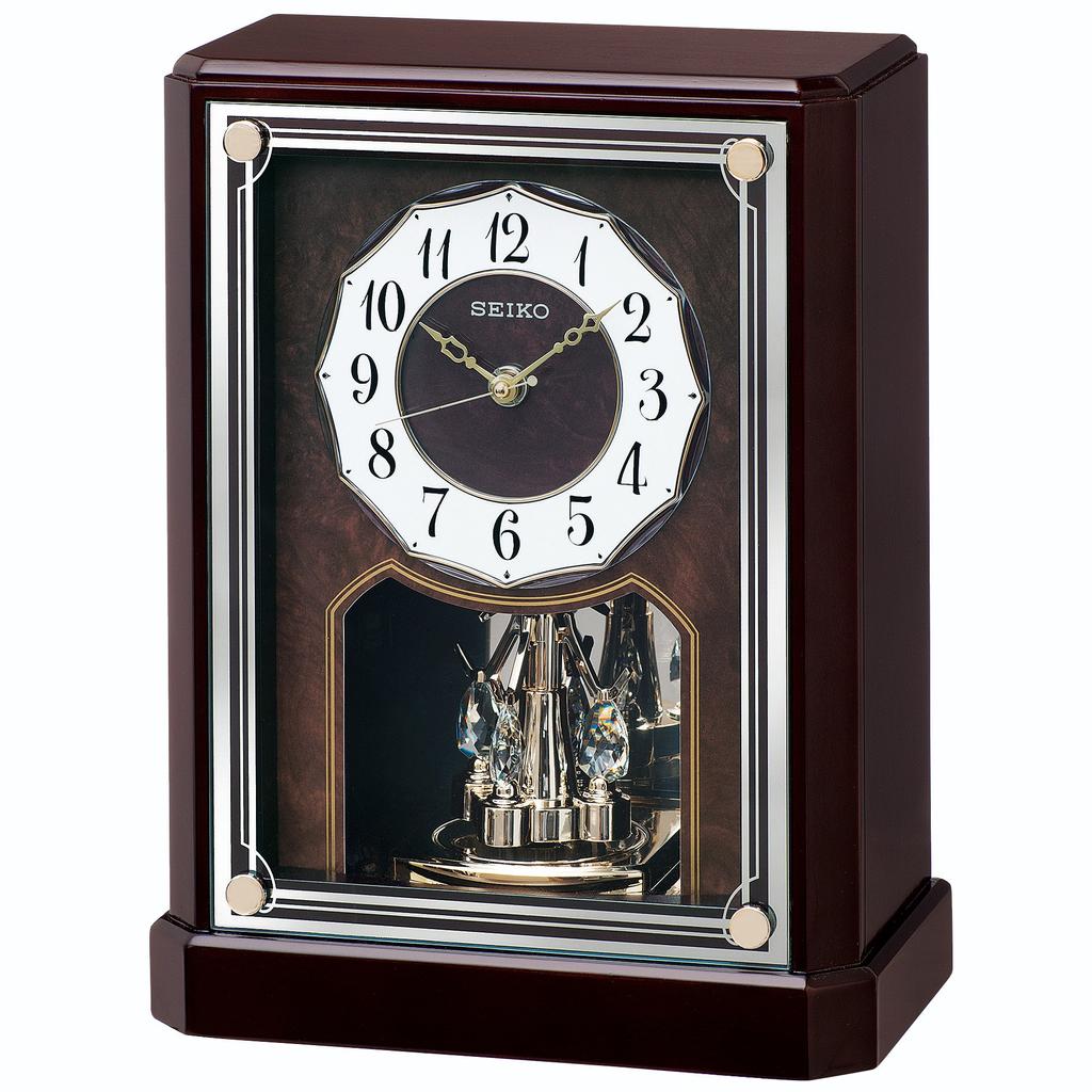 Seiko Часы настольные часы радио аналоговые вращающиеся декоративные деревянные рамки темно-коричневого дерева BY243B SEIKO