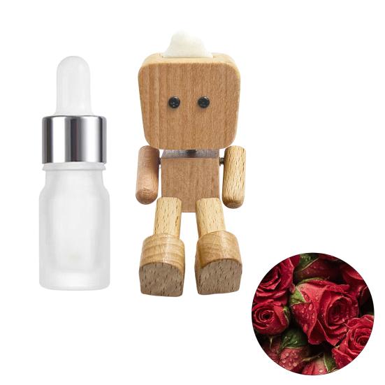 Wooden Man Figurine with Swing Feet Car Aromatherapy Ornament Handcrafted Wooden Art Piece Auto Decor