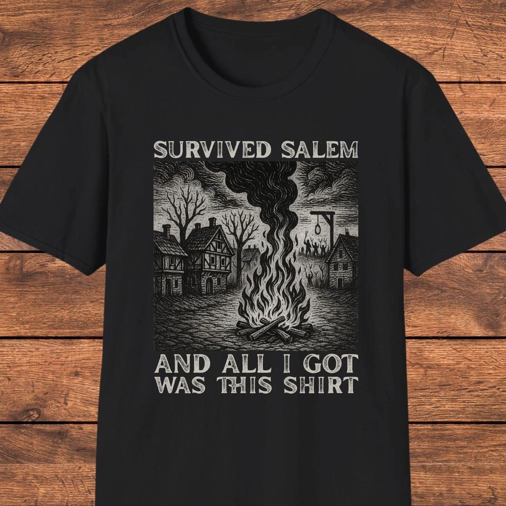 Men's and Women's T-shirts Survived Salem T-Shirt, Witch Trial Humor, Funny History Tee, Salem Witch Gift