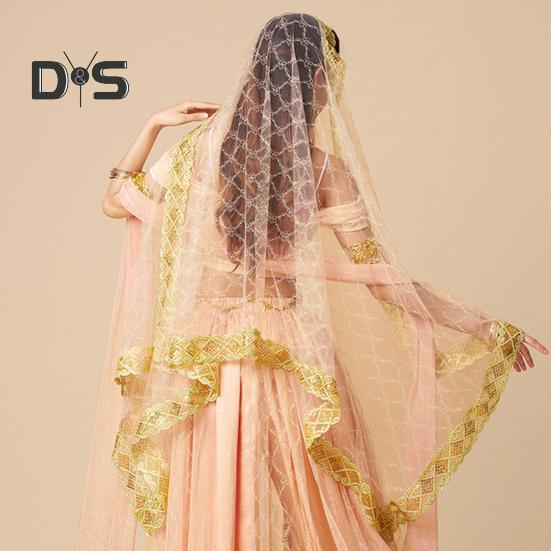 Индийский танец вуаль сетка с горячим тиснением цветы костюм реквизит взрослые дети многоразовые выступления фестивали вечеринки взрослый костюм вуаль