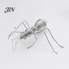 Electroplated Silver Finish Miniature Metal Ant Figurine, Hollow-Out Insect Sculpture with Finish, Minimalist Solid Wood Style Accessory Desk