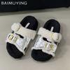 Fur Platform Women Slippers Short Plush Flats Shoes Designer Winter Casual Shoes 2024 Trend New Brand Home Cozy Zapatos Ladies