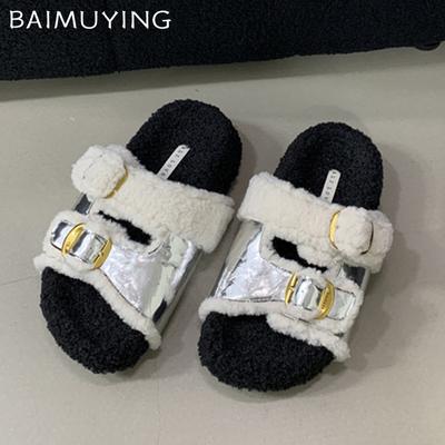 Меховые женские тапочки на платформе, короткие плюшевые туфли на плоской подошве, дизайнерская зимняя повседневная обувь 2024 года, тренд, новый бренд, домашний уют, Zapatos Ladies