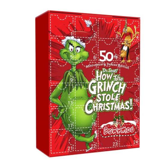 1 комплект, слепая коробка с обратным отсчетом до Рождества и куклой-эльфом с зелеными волосами, 24 дня, тыкание пальцем, забавный подарок для детей и взрослых, мультяшный адвент-календарь, подарок-сюрприз