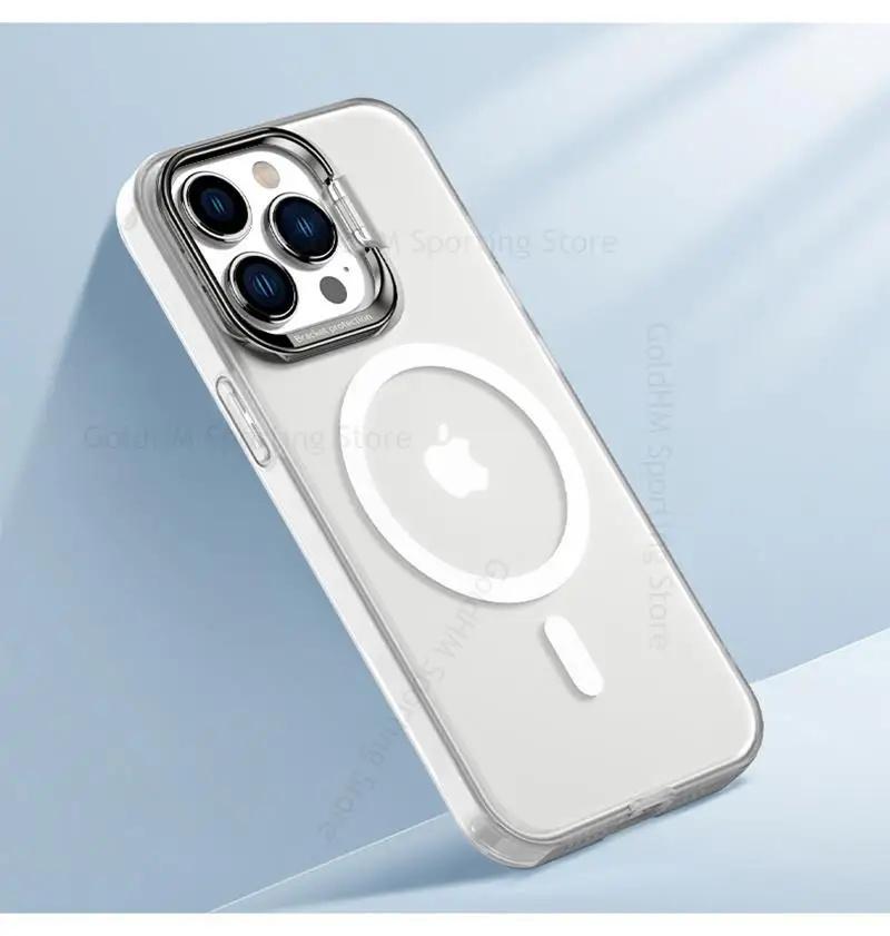 Для чехла Magsafe Kickstand для iPhone 16 Pro Max, беспроводного зарядного устройства Magsafe, чехол для Apple 15, 14, 13, 12, 16 Pro, невидимый кронштейн, откидная крышка для объектива