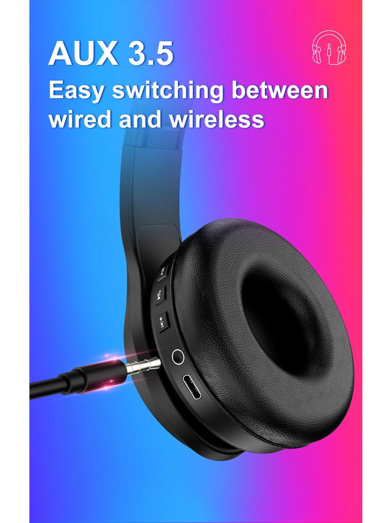 Беспроводная Bluetooth игровая гарнитура Type-C, накладная, с мощным стереозвуком и глубокими басами