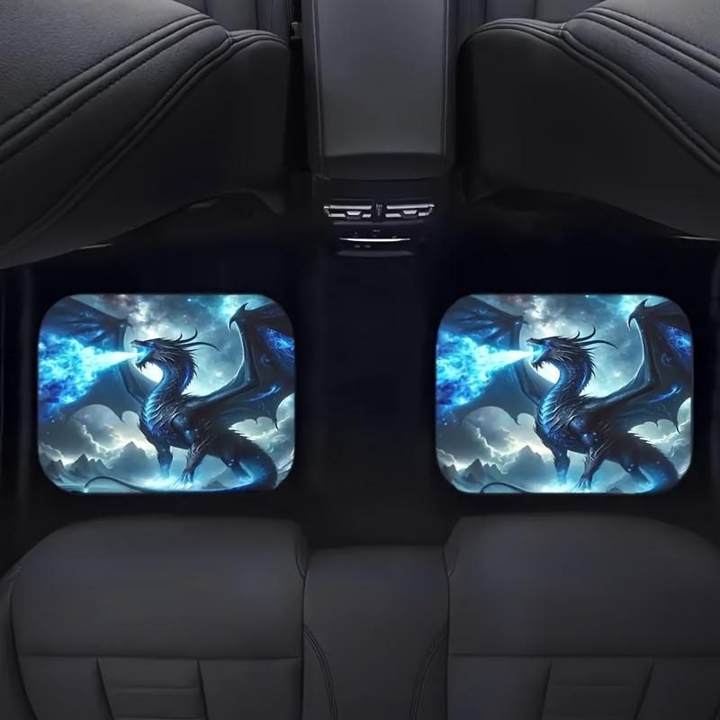 4pcs Dragon Print Car Floor Mats Compatible for SUV,Van, Car - Heavy-Duty -Weather Vehicle Floor Liners with Full Coverage Front/Rear/Driver/Passenger