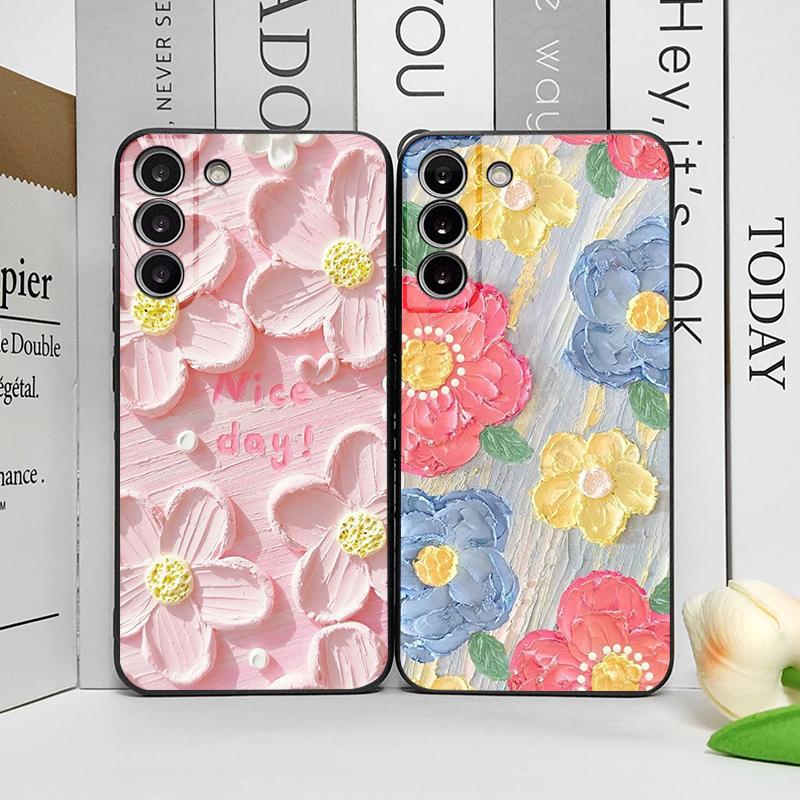 Художественная Масляная Живопись Цветок Чехол для Телефона для Samsung S25 S24 S23 Ultra S22 Plus S21 S20FE S25edge M54 M55 5G Мягкие Силиконовые Задние Крышки