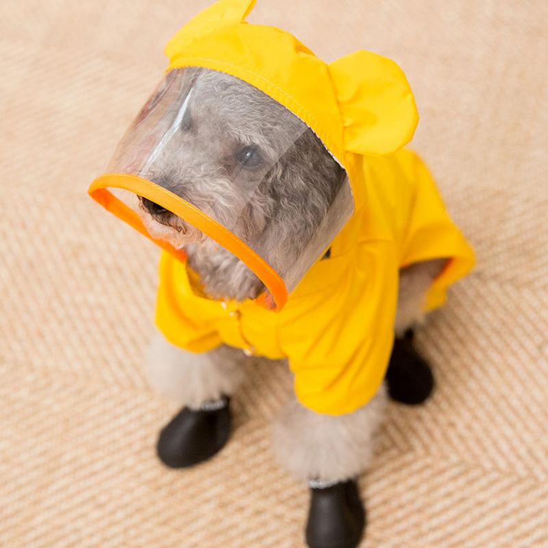 2025 Новый маленький плащ для собак Четыре фута водонепроницаемый все включено плюшевый пончо плащ для домашних животных маленький и средний размер для собак Bi Xiong Bomei