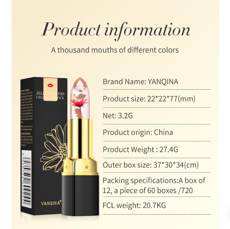 Waterproof Lipgloss Flower Lipstick Temperature Change Color Jelly Lipstick Moisturizer