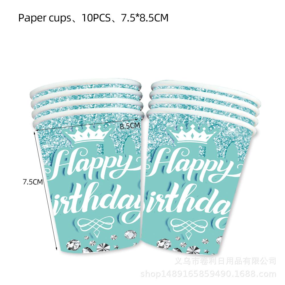 Принадлежности для дня рождения в бриллиантовой тематике Украшения для дня рождения Фиолетовый Розовый Голубой Тиффани Украшенные шары Бумажные тарелки Столовые приборы