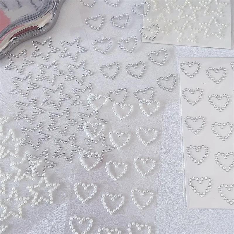 3D Звезда Сердцевидные Жемчуг Кристалл Наклейки Дети DIY Самоклеящиеся Украшения Поделки Блестящие Стразы Канцелярские Наклейки Девочки