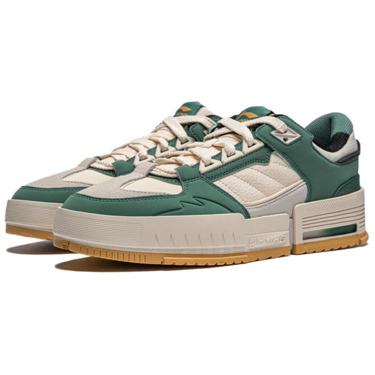 Li Ning удобные универсальные толстые подошвы, увеличивающие высоту, амортизирующие, износостойкие, низкие кроссовки для скейтбординга, мужские кроссовки белого и зеленого цвета AGCU105-4