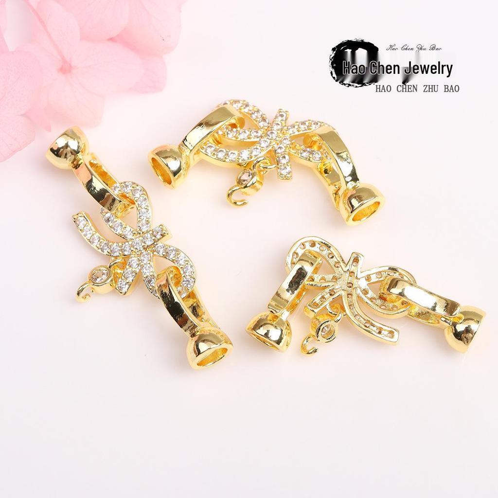 Застежка, Звено и Бант-Аксессуар для Жемчужного Ожерелья, Позолота 14 карат, Сохраняющая Цвет, для Изготовления Украшений своими Руками