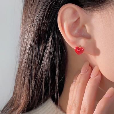 Red Love Earbuds Light Luxury Sweet Earrings Универсальные высококачественные серьги Серьги