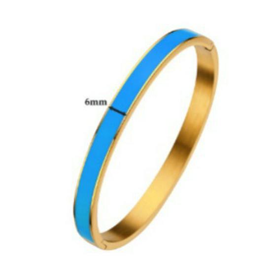 Женский браслет-бангл из титановой стали с золотой эмалью 4 мм и застежкой