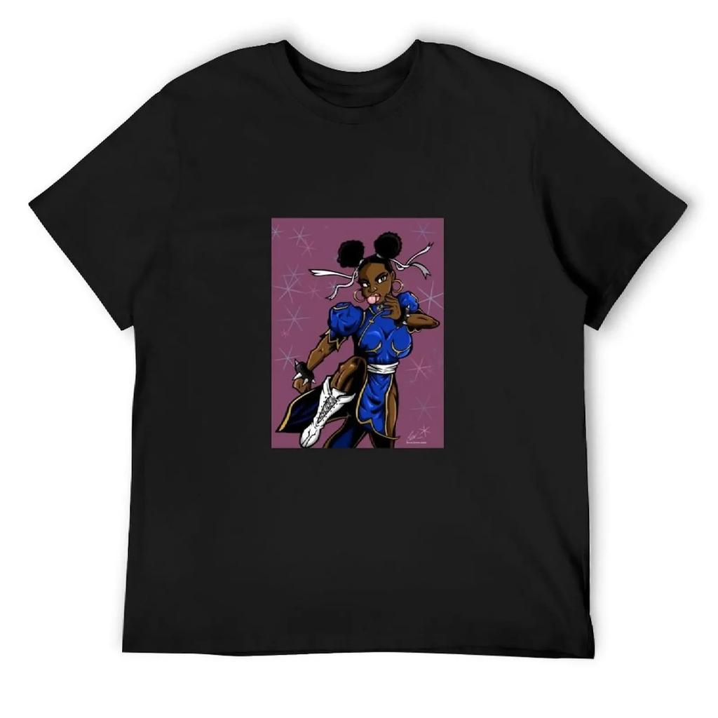Черная футболка Chun Li sublime blue archive оверсайз винтажная одежда мужская одежда