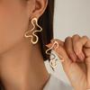 Irregular Hollow Geometry Metal Stud Earrings Punk Statement Gold Color Earring Women's Charm Ear Jewelry