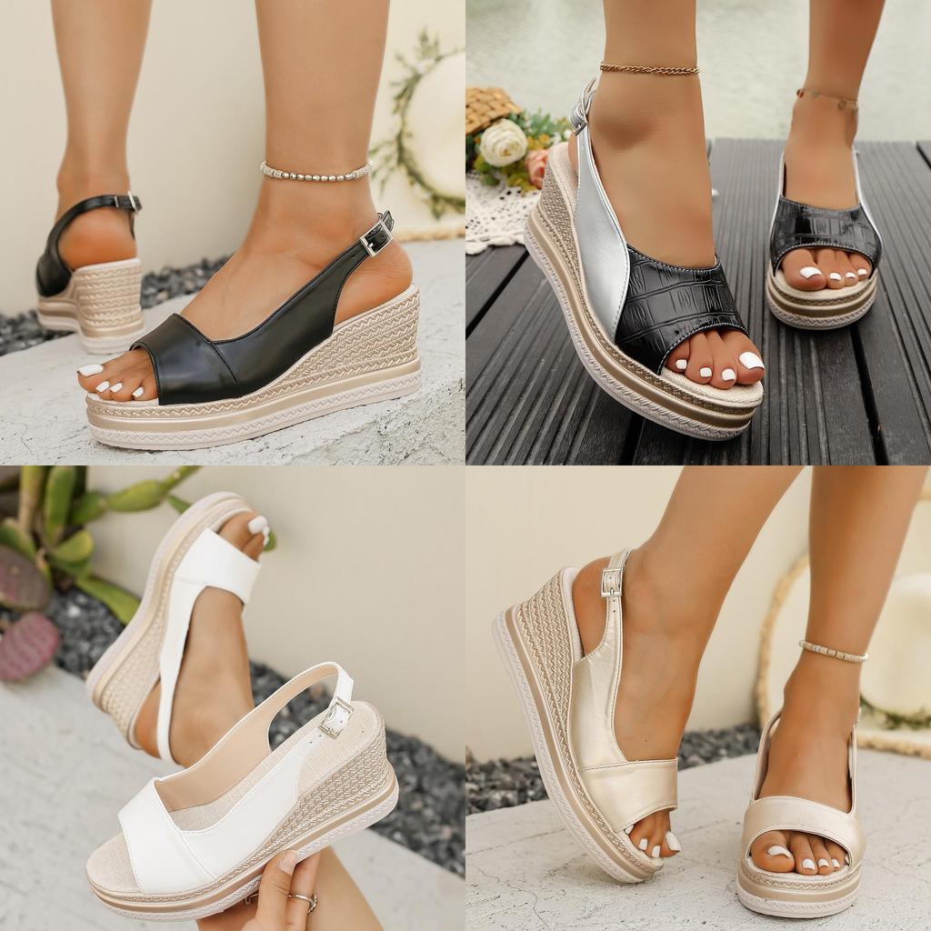 Classic Open Toe Sandals With Rubber Sole And Adjustable Buckle For Summer Fashion
