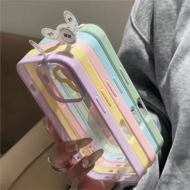 Роскошный прозрачный чехол конфетного цвета для iPhone 16 16E 15 14 Plus 13 12 11 Pro Max, противоударный бампер, защитная крышка, аксессуары для телефона