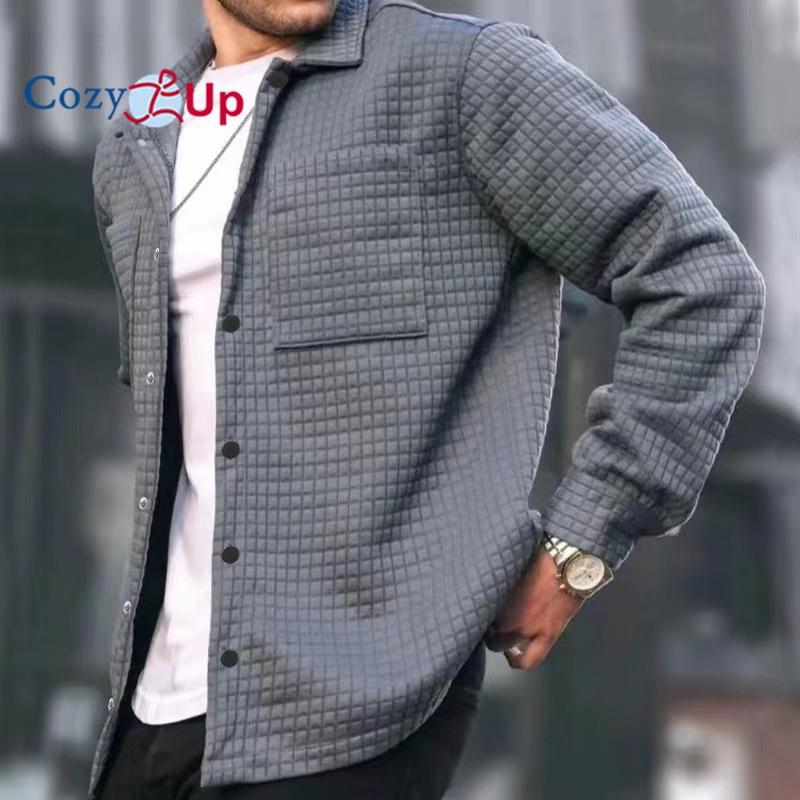 Men's Cardigan Small Checkered Long Sleeved Shirt Jacket Casual Large Size