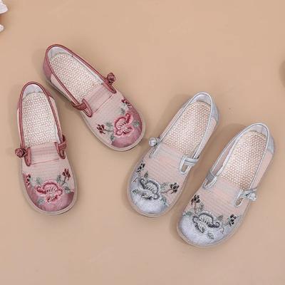 Модные женские винтажные вышитые парусиновые балетки Женские удобные китайские балетки Веганская вышитая обувь