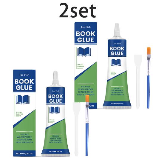Jue Fish book repair glue, neutral, mild, transparent, quick-drying paper files, suitable for strong bonding and portable use 1set