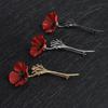 3D Vintage Red Poppy Flower Squid Brooch Pin Collar Corsage Pins Shirt Badge Jewelry Gift for Women
