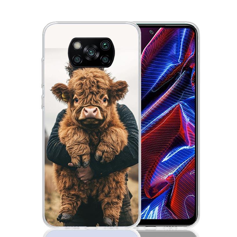 Милый чехол для телефона с шотландской коровой для Xiaomi Poco X7 X6 X5 Pro F7 Ultra Redmi 15C 15 13 13C 12 12C 10 10A 10C 9 9A 9C 9T Cover Poco X