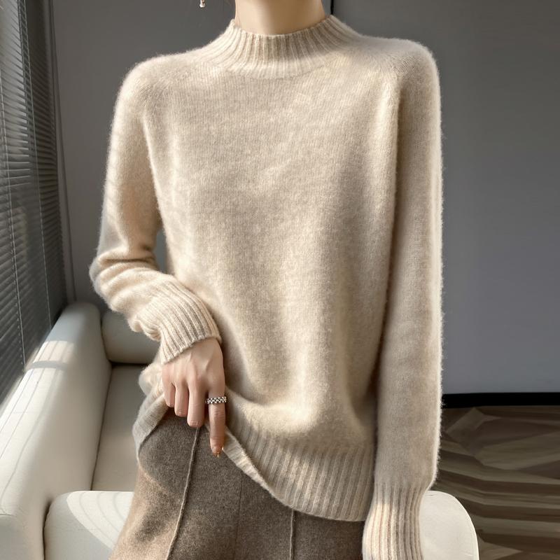 Women's Cashmere Sweater Qinghe Cashmere 30% Cashmere 70% Wool Women's Autumn and Winter Cashmere Pullover Soft and Warm