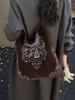 Женская вышитая этническая матовая замшевая сумка-тоут - Большая вместимость, свободный стиль ношения на плече