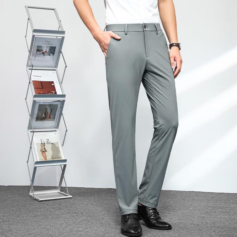 Мужские эластичные брюки от морщин в стиле business casual прямого кроя FMMY3202