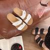 Fashion Thick Heel Sandals Women's Summer Outdoor Casual Double Buckle Beach Slippers Comfortable Lazy People Design Sensation PVC