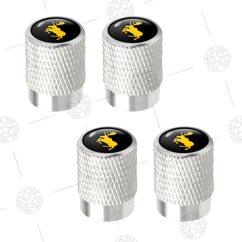 4pcs Prancing Deer Logo Car Wheel Tire Valve Caps Air Stem Aluminum Accessories For Volvo Moose Test R Design XC40 XC60 S90 V60