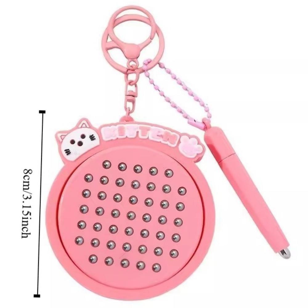 DIY Magnetic Drawing Board Keyring Kitten Cartoon Cat Pendant Mini Funny Keychain  Party Toy