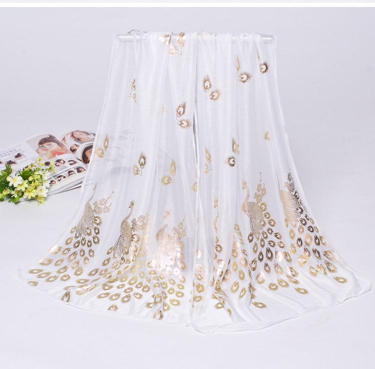 2024 Spring/Summer Women's Beauty Sand Scarf with Peacock Flower Design