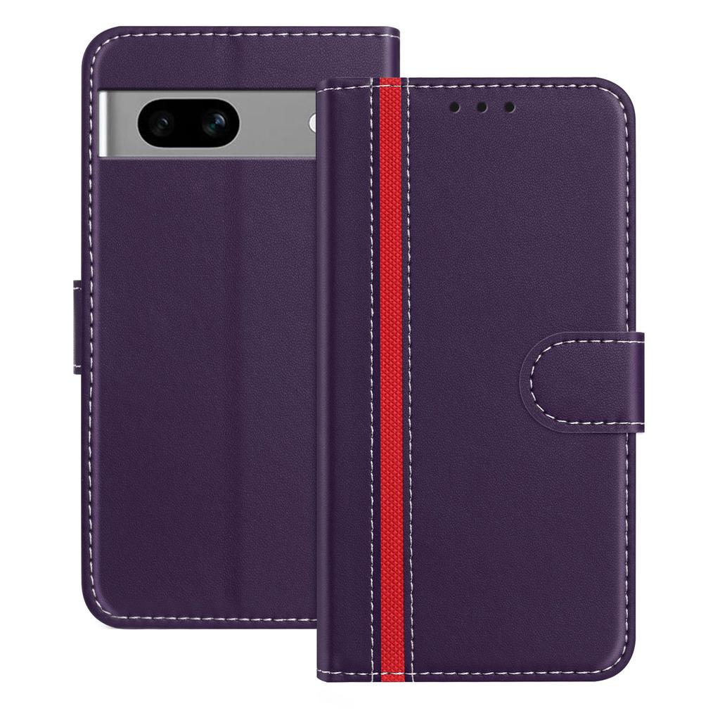 For Google Pixel 7a Phone Cases Wallet Stand Color Splicing Leather Cover with Magnetic Clasp