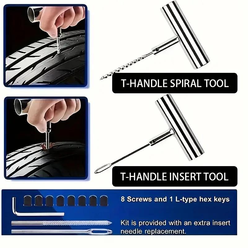 Tire Repair Kit 46PCS Motorcycle Car Accessories Studding Tool Set Puncture Pug Set Car Tire Repair Tool Auto Bike Tire Repair