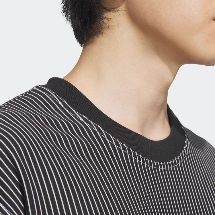 adidas Оригинальный SS25 С круглым вырезом Удобный Повседневный Полосатый Свитшот с длинным рукавом Мужской Свитшот Черный JX2621