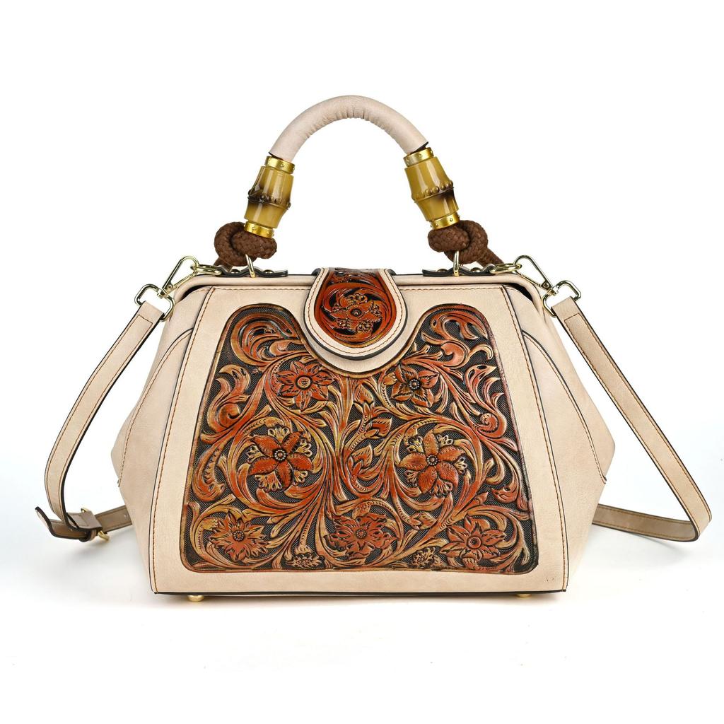 Johnature Роскошная сумка, винтажная кожаная сумка ручной работы с резной женской сумкой, универсальные женские сумки на плечо и через плечо