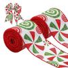 1pc 5 Yards Christmas Candy Peppermint Wired Edge Ribbon Wide Christmas Candy Ribbon For DIYCraft Xmas Tree Gift Party Decor
